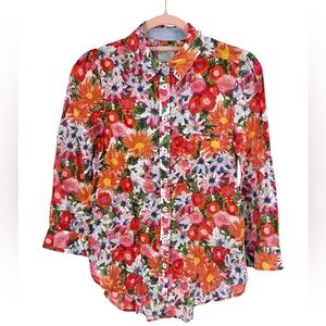 Anthropologie HD in Paris Watercolor Floral Button Down Blouse